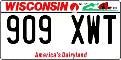 WI license plate 909XWT