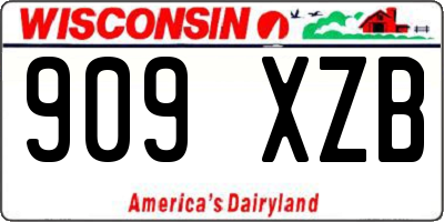 WI license plate 909XZB