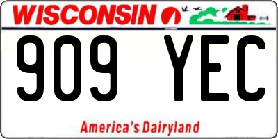 WI license plate 909YEC