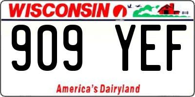 WI license plate 909YEF
