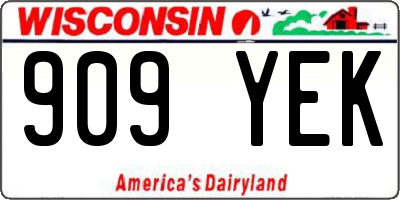 WI license plate 909YEK