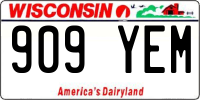 WI license plate 909YEM