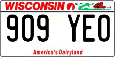 WI license plate 909YEO