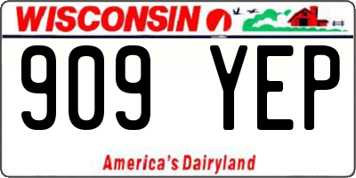 WI license plate 909YEP