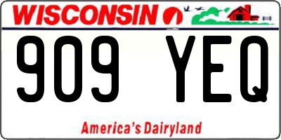 WI license plate 909YEQ