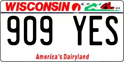 WI license plate 909YES