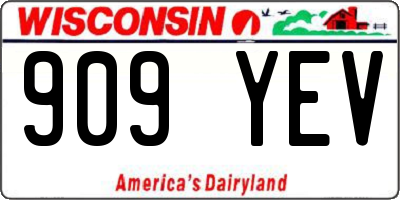WI license plate 909YEV