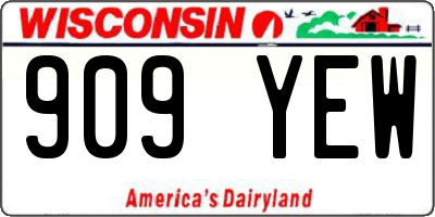 WI license plate 909YEW