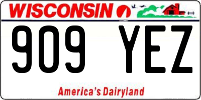 WI license plate 909YEZ