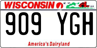 WI license plate 909YGH