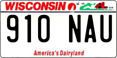 WI license plate 910NAU