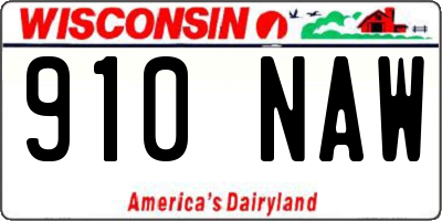 WI license plate 910NAW