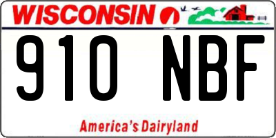 WI license plate 910NBF