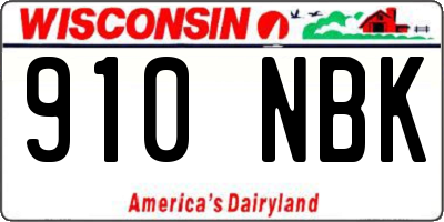 WI license plate 910NBK