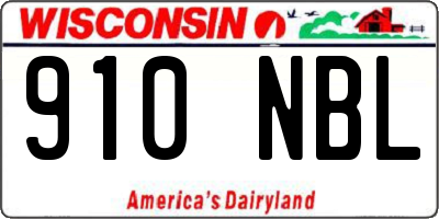 WI license plate 910NBL