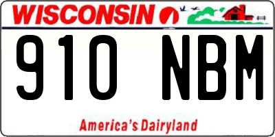 WI license plate 910NBM