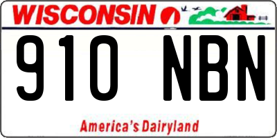 WI license plate 910NBN