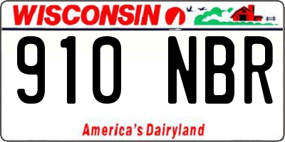 WI license plate 910NBR
