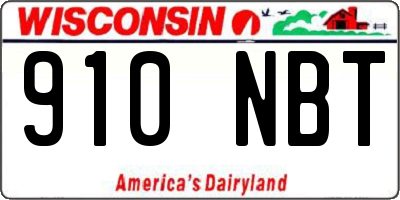 WI license plate 910NBT