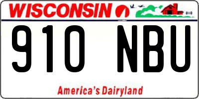 WI license plate 910NBU