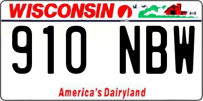 WI license plate 910NBW