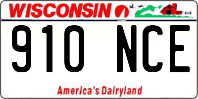 WI license plate 910NCE