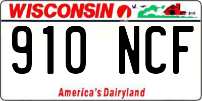 WI license plate 910NCF