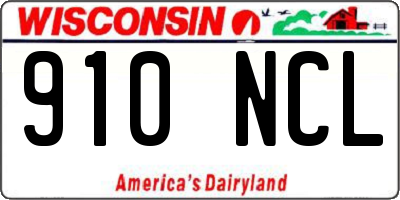WI license plate 910NCL