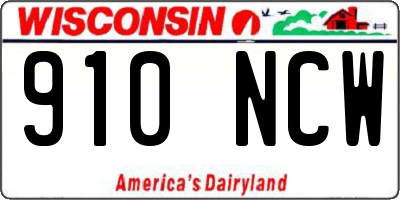 WI license plate 910NCW