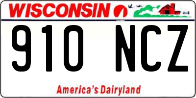 WI license plate 910NCZ