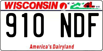 WI license plate 910NDF