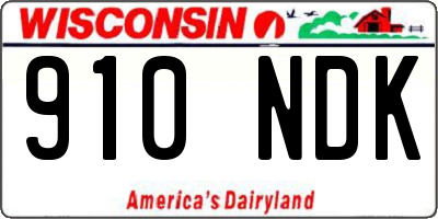 WI license plate 910NDK