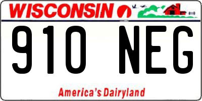 WI license plate 910NEG