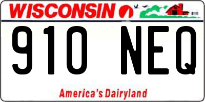WI license plate 910NEQ