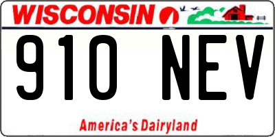 WI license plate 910NEV