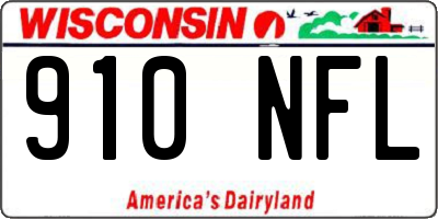 WI license plate 910NFL