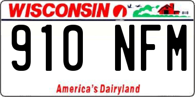 WI license plate 910NFM