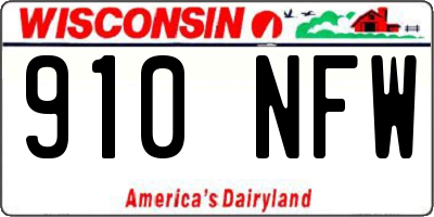 WI license plate 910NFW