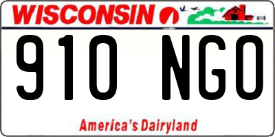 WI license plate 910NGO