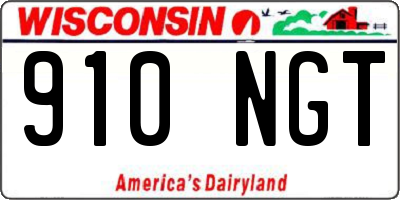 WI license plate 910NGT