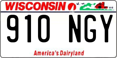 WI license plate 910NGY