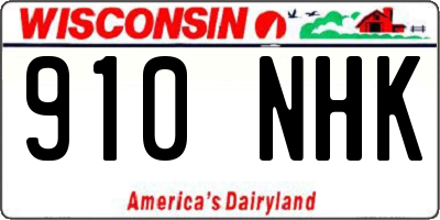 WI license plate 910NHK