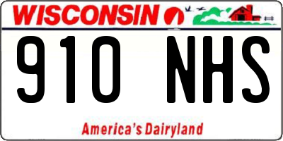 WI license plate 910NHS
