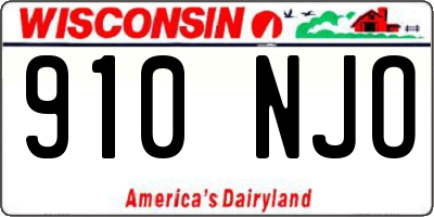 WI license plate 910NJO