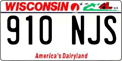 WI license plate 910NJS