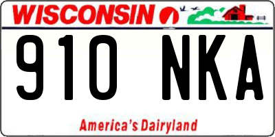 WI license plate 910NKA