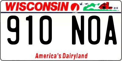 WI license plate 910NOA