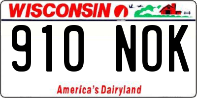 WI license plate 910NOK