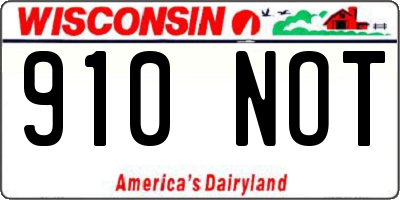 WI license plate 910NOT