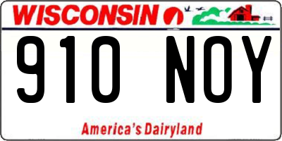 WI license plate 910NOY